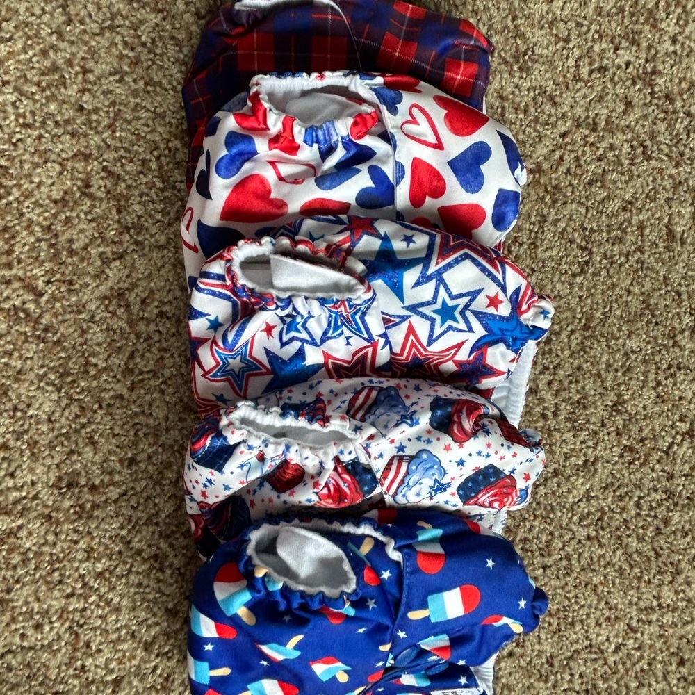 NEW Mama Koala OS Cloth Diapers - Set of 5 - Red, Blue, White - Picture 4 of 7